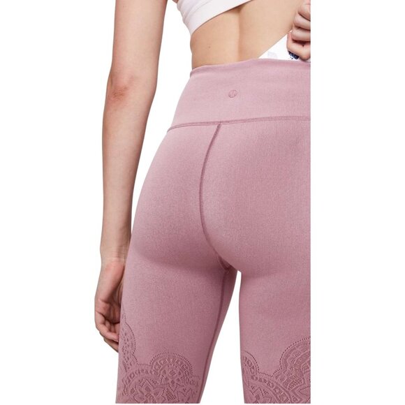 Lululemon Yoga Reveal Tight Zen Expression Vintage Mauve Sz 10 Pocket Stretch - Picture 3 of 11